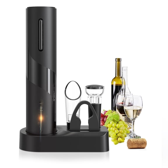 Electric Wine Opener Set, A 4-in-1 Multifunctional Wine Accessory Kit, including an Automatic Corkscrew Opener, Rechargeable Wine Bottle Openers, Foil Cutter, Wine Aerator Pourer, and Vacuum Stoppers