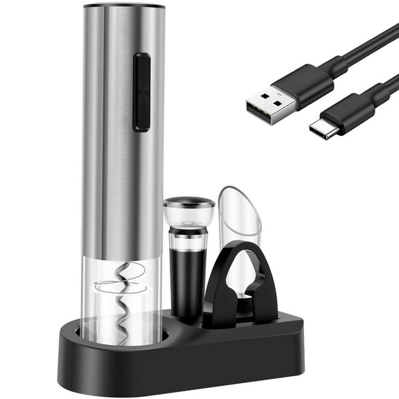 Electric Wine Opener Set Multipurpose Wine Bottle Corkscrew Openers Time Saving Cordless Electric Wine Bottle Openers Battery Operated Corkscrew with Foil Cutter for Home Party