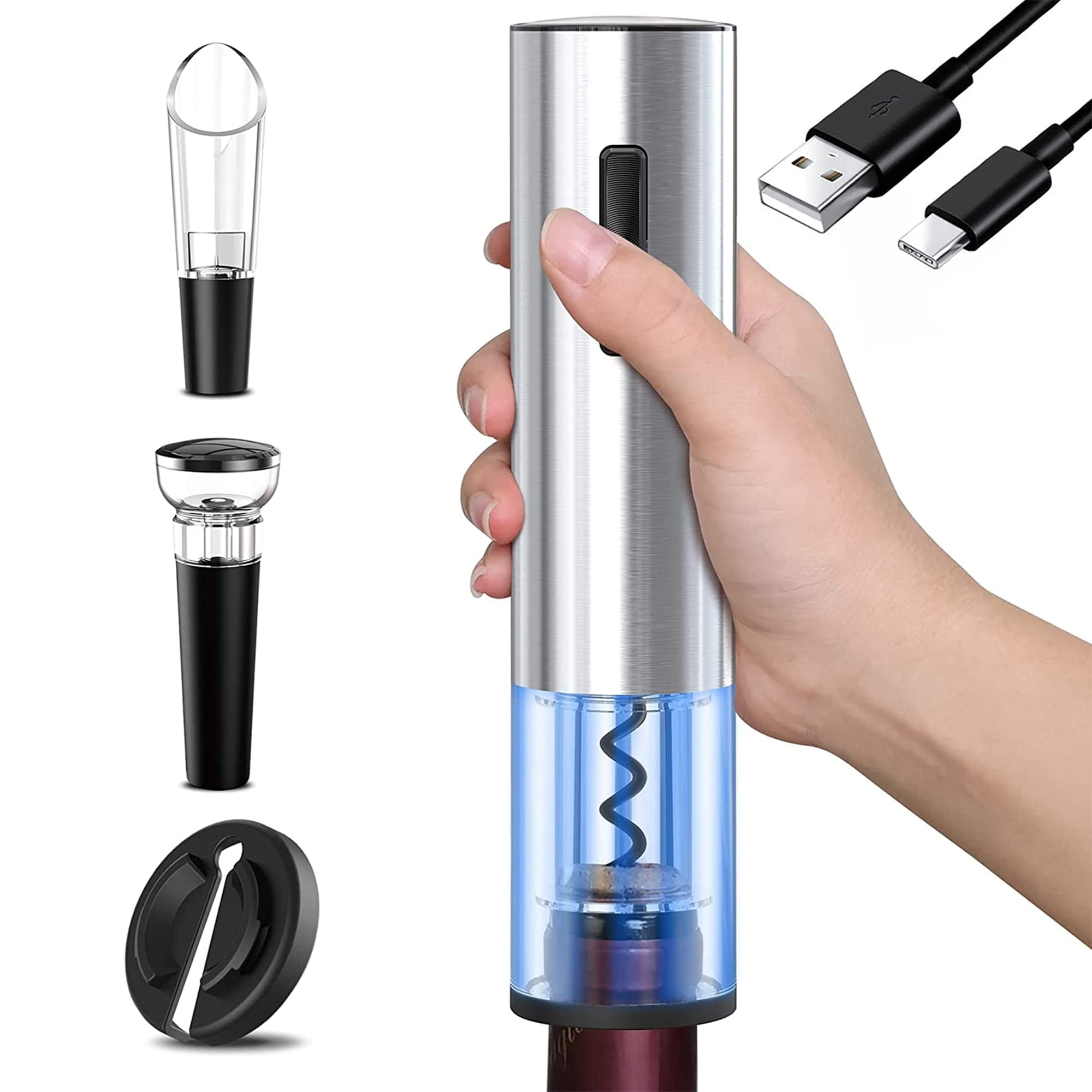 Electric Wine Opener Set, Rechargeable Automatic Wine Corkscrew Remover