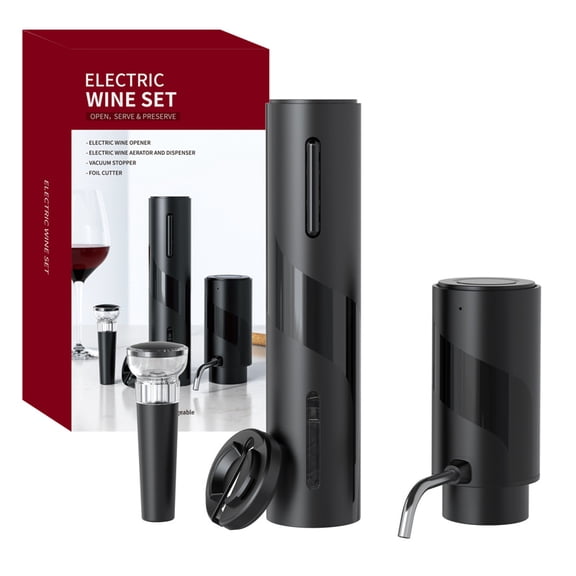 Electric Wine Opener SetUSB Rechargeable Bottle Opener and Wine Decanter&Wine Aerator and PourerWine StopperFoil Cutter Gift Set for Wine Lovers Home Kitchen Party Wedding