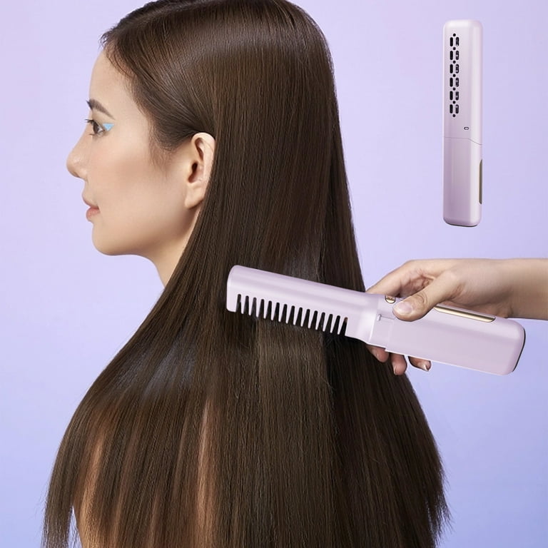 Electric Wireless Mini Hair Straightener Rechargeable Heat Brush Straightener Comb Portable Cordless Hair Straightening Brush 2 In 1 Hot Comb For Women Men Walmart