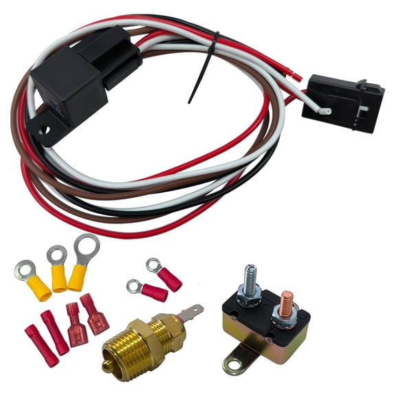 Electric Wiring Install with Thermostat and Relay for Cooling Systems-Electric Fan Wiring Install Kit with Thermostat 40A Relay 185F