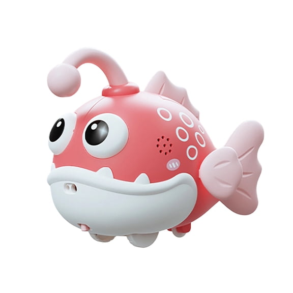 Electric Wobbling Anglerfish Toy, Interactive Crawling Fish Toy with Music Function for Kids, Battery-Powered (Batteries Not Included) Land Play Toy for Toddlers, Stress Relief Desk Decor,Pink