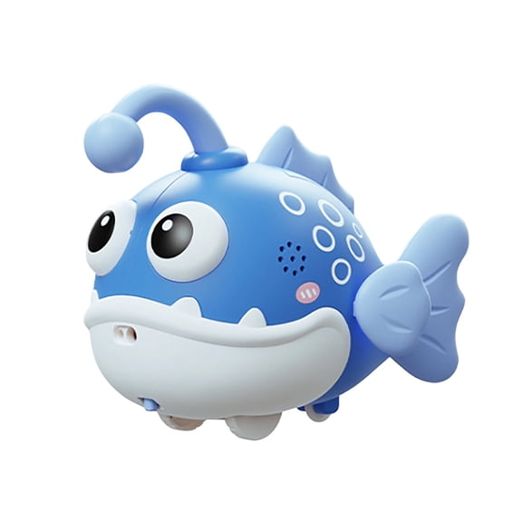 Electric Wobbling Anglerfish Toy, Interactive Crawling Fish Toy with Music Function for Kids, Battery-Powered (Batteries Not Included) Land Play Toy for Toddlers, Stress Relief Desk Decor,Blue