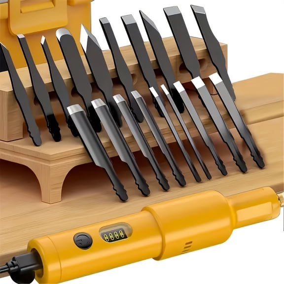 Electric Wood Carving Chisel Tool with 20 Blades for DIY Woodcraft & Professional Sculpting. Perfect Gift For 2026.