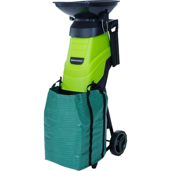 Electric Wood Chipper & Mulcher 15A Powerful Garden Shredder for Branches, Leaves & Yard Waste Compact, Quiet & Easy to Use with Collection Bag