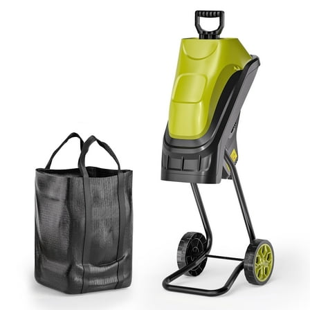 Electric Wood Chipper & Shredder, 15-Amp, 1.57" Max Cutting Diameter with 45L Collection Bag | Compact, Efficient Mulcher for Yard Waste, Branches, and Leaves | Easy Cleanup