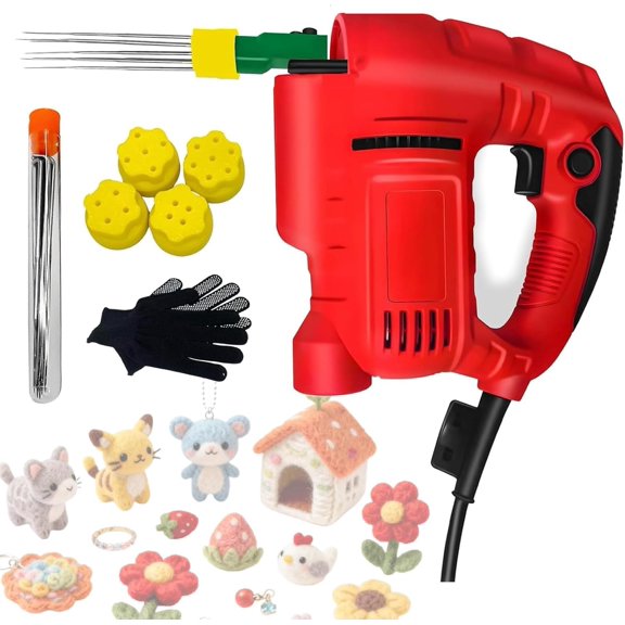 Electric Wool Felting Tool, Wool Felt Poking Tool Poking Needle, 1-7 Needles, 6-Speed Adjustment, Replaceable Nozzles, Electric Needle Felting Machine, For DIY Wool Painting, Felted Craft