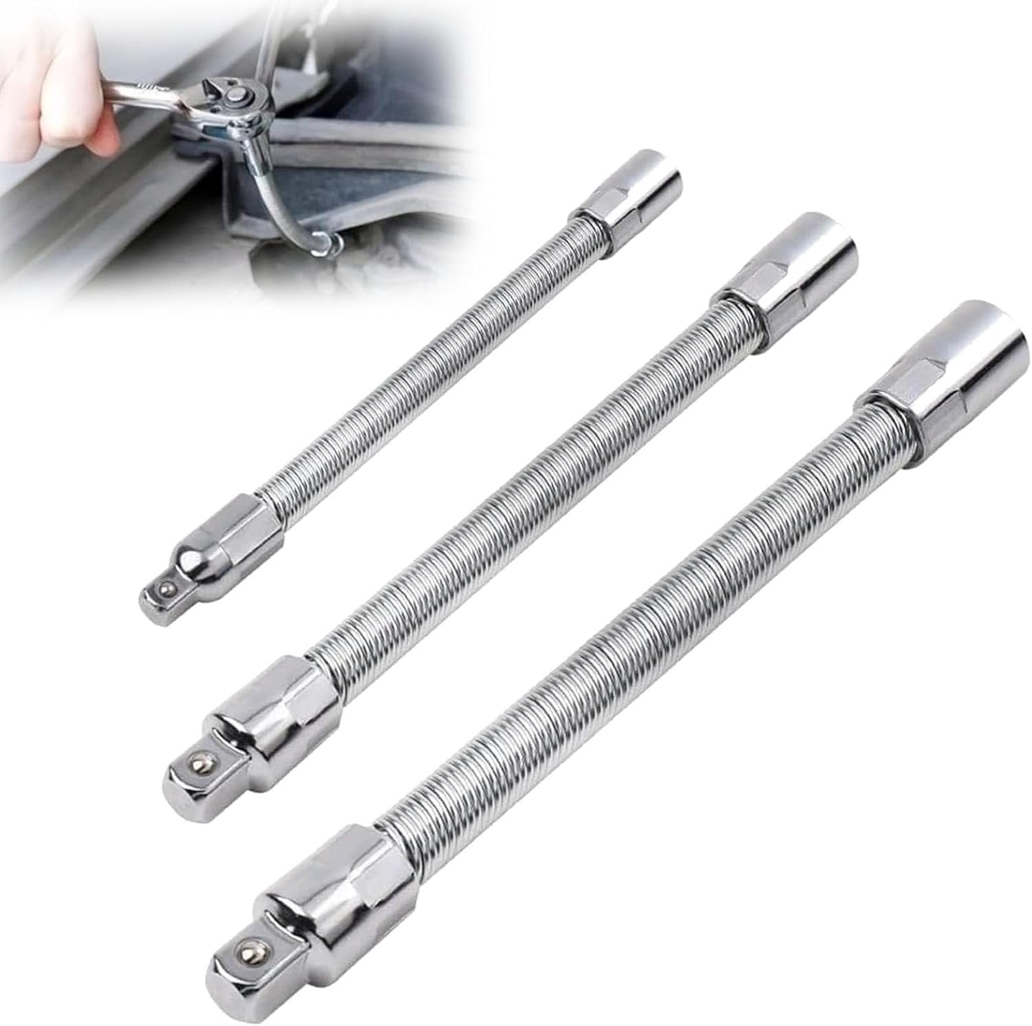 Universal High Torque Spring Electric Wrench Sleeve Universal Extension Rod, 3-Piece Flexible ...