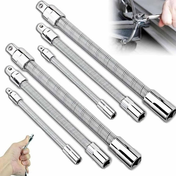 Electric Wrench Sleeve Universal Extension Rod, Universal Wrench Extender Tool Bar 1/2" 1/4" 3/8" Drives, 3 Counts Bendable Flexible Shaft, Multi-function Electric Socket, Flexible Drill(2sets)