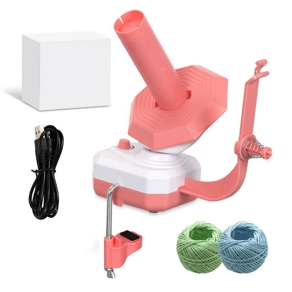 Electric Yarn Winder for Crocheting, Yarn Ball Winder 10 oz Large Capacity, Automatic Yarn Cake Winder Spinner Baller Roller Swift Spooler, Crocheting Tools Supplies(Pink)