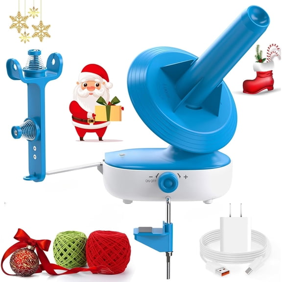 Electric Yarn Winder Pro, 10oz Large Automatic Ball Winder for Crocheting, Dual-Spring Strong Tension Stepless Speed Yarn Cake Roller Spinner, Ideal Present for Crochet Lovers(Blue)