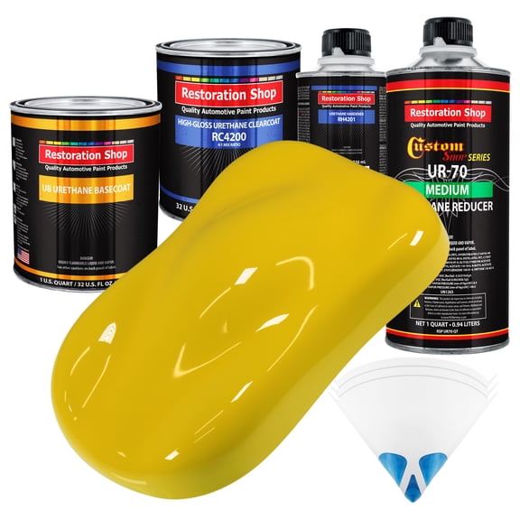 Electric Yellow Quart URETHANE BASECOAT CLEARCOAT Car Auto Body Paint Kit