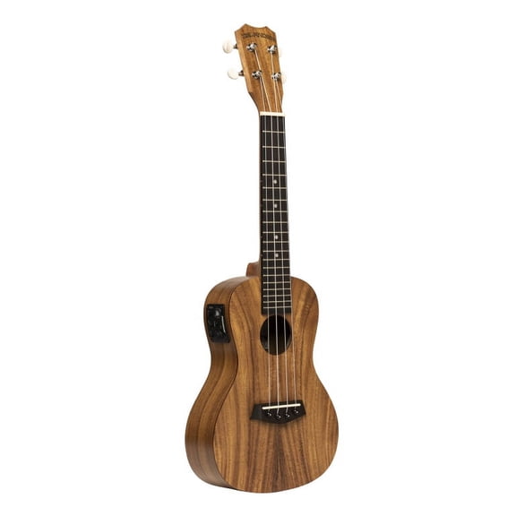 Electric-acoustic traditional concert ukulele with flamed acacia top