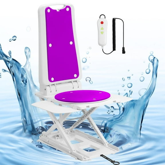 Electric bath chairs for seniors,Electric Height Adjustable,Swivel 360ยบ,Supports up to 308 lbs,Gifts for elders(Purple)