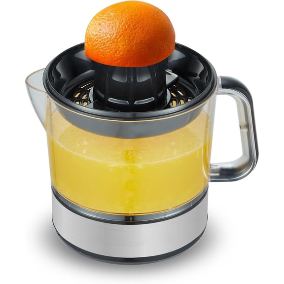 Electric citrus juicer, BPA-free, compact, large capacity, pulp control, suitable for oranges, lemons, limes, grapes, grapefruit with easy-pour spout