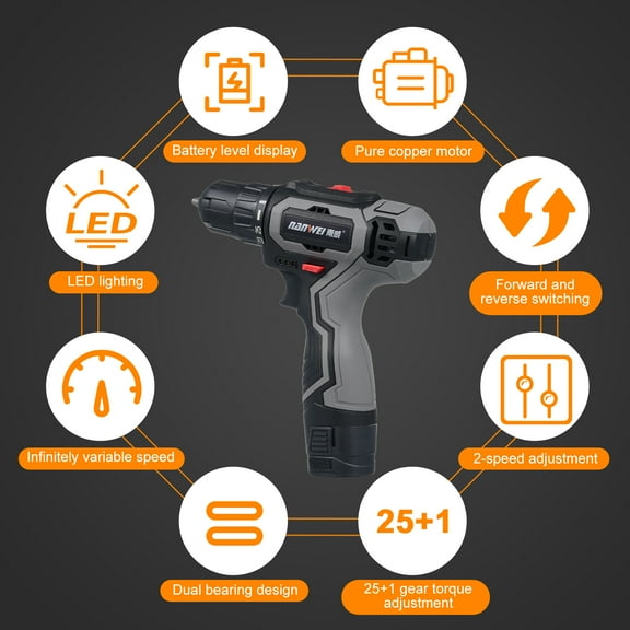 Electric drill,1500mah Battery Drill Drill 25 16.8v 1500mah Battery 25 1 Torque Maintenance 16.8v 1500mah Drill 25 1 Work Car Maintenance Car Maintenance 16.8v Black plug 1 battery