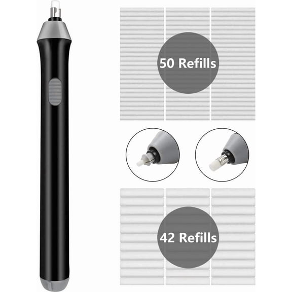 Electric eraser, 92 replacement erasers, battery powered