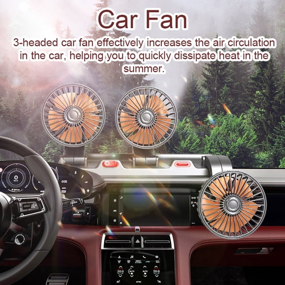 Electric fan,Air Fan Silent Fan Silent Fan Number Display Car Fan Rotation With 2 Wind Speed 3 Heads Car Wind Speed Number Rv Marine Boat Car Suv Rv Buzhi Huiop Speed Rotatable Dual Car S Rv