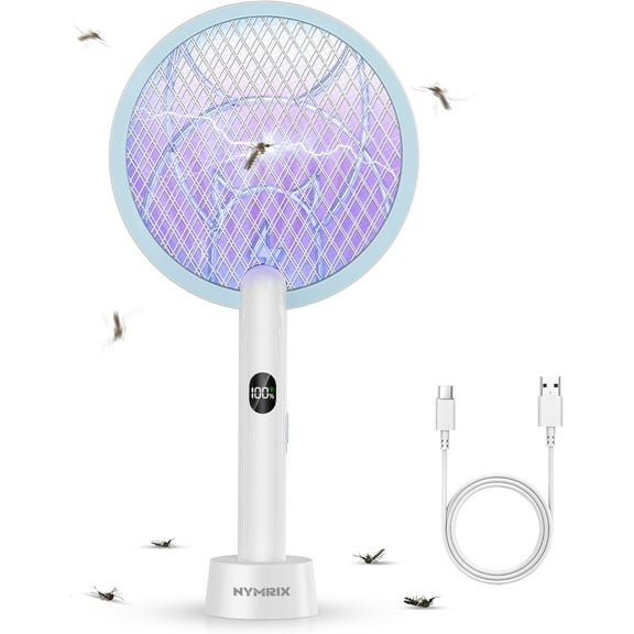 Electric fly swatter, two-in-one mosquito killer, 4100V handheld mosquito killer, with 1800 mAh rechargeable battery