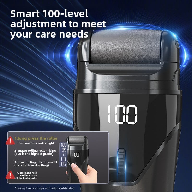 Electric foot grinder, exfoliating calluses, gentle and not hurting the skin, multi-speed speed regulation, intelligent digital display, with auxiliary lighting.