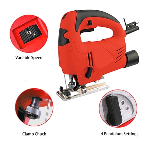 Electric jigsaw 2.56 inches, 2.3A 24V for wood and steel, variable speed 0-3000rpm