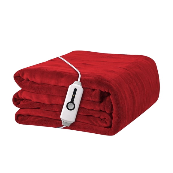 YAKEE Electric Heated Blanket 72"x84" Full Size - Soft Warm Coral Fleece, 4 Heat Levels, 10 Hours Auto-Off, Machine Washable with Overheat Protection, Cherry Red