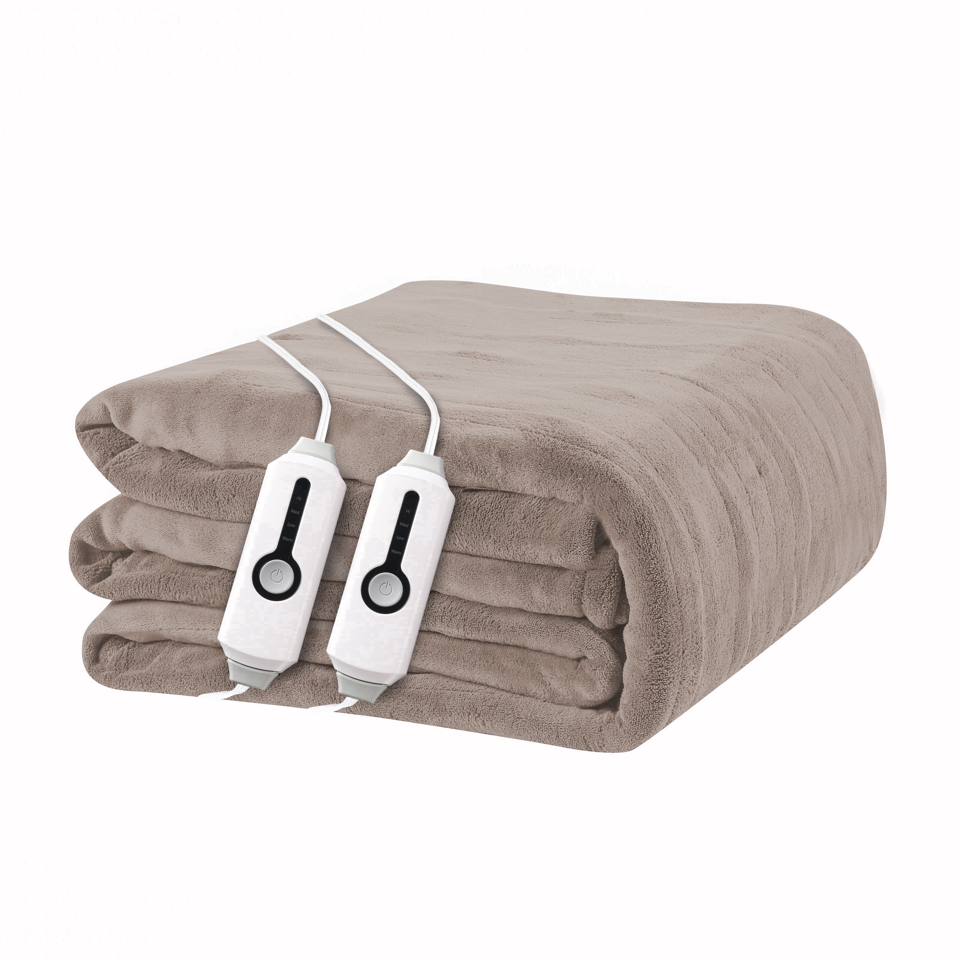 YAKEE Electric Heated Blanket 90"x100" King Size with Dual Control, 4 Heat Levels, 10-Hour Auto-off, Soft Coral Fleece, Overheat Protection, Brown