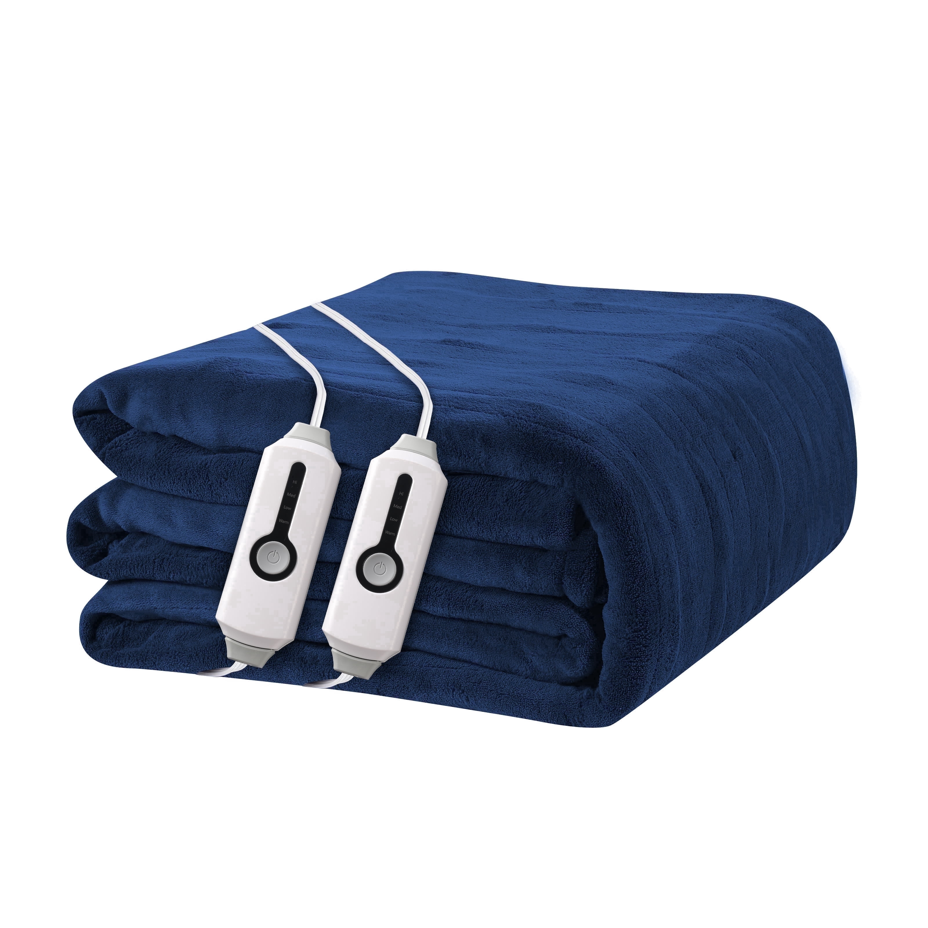 YAKEE Electric Heated Blanket 90"x100" King Size with Dual Control, 4 Heat Levels, 10-Hour Auto-off, Soft Coral Fleece, Overheat Protection, Dark Blue