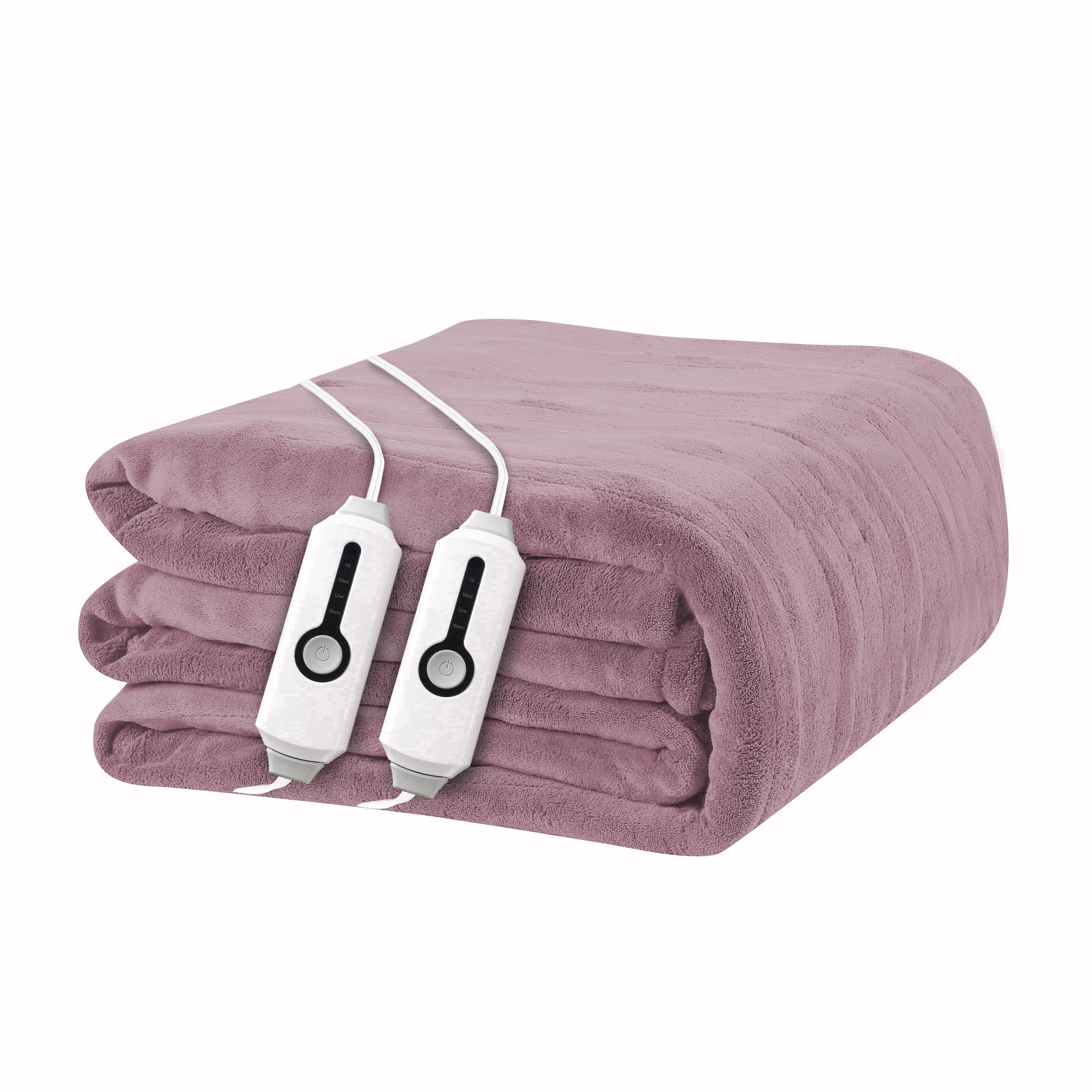 YAKEE Electric Heated Blanket 90"x100" King Size with Dual Control, 4 Heat Levels, 10-Hour Auto-off, Soft Coral Fleece, Overheat Protection, Purple