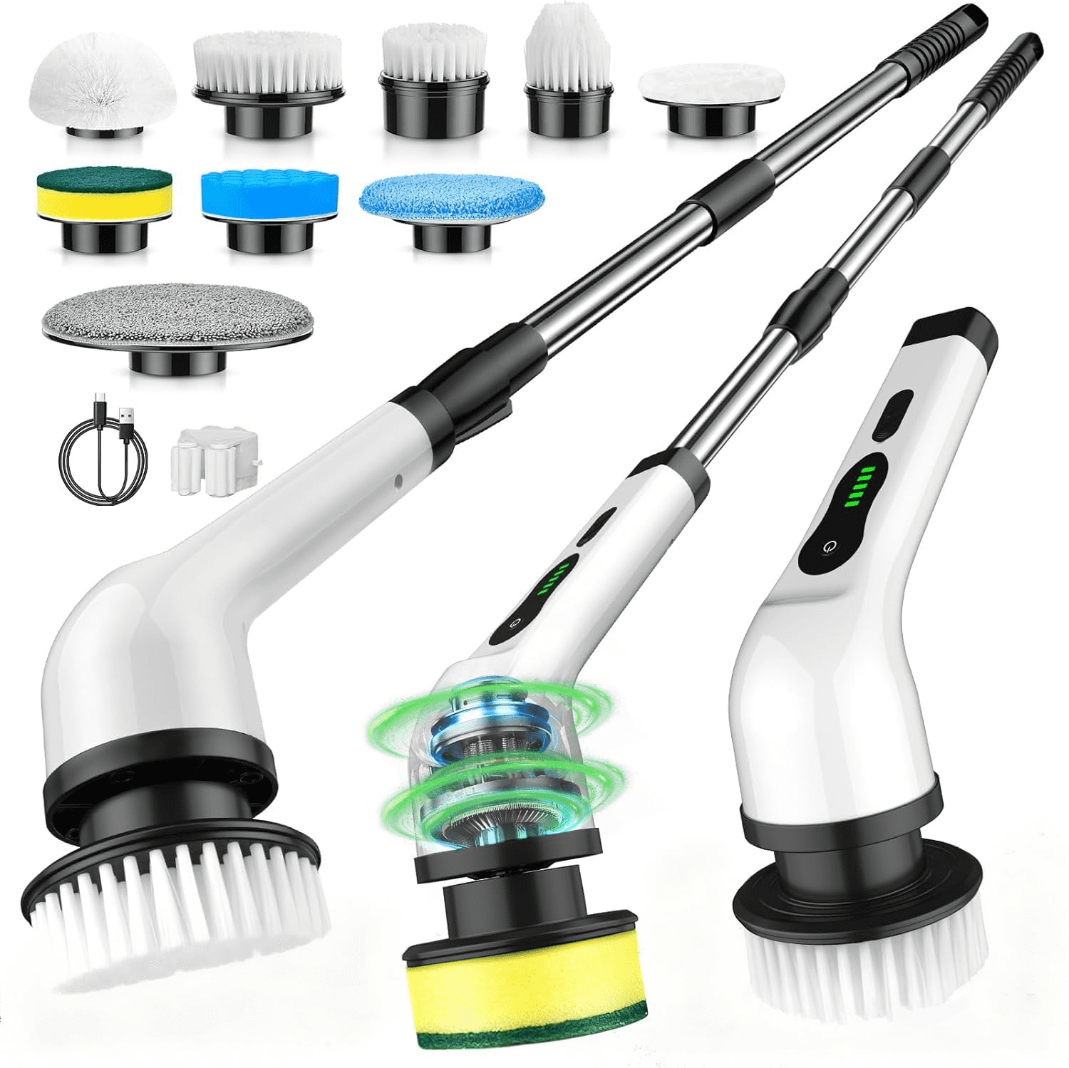 Electric rotating cleaning brush, equipped with 9 replaceable brush ...