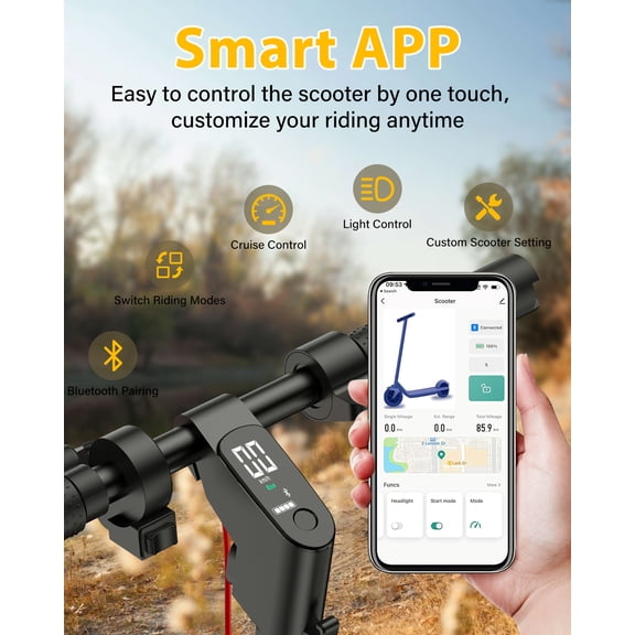 Electric scooters for adults, 10" Tire, Max 21 Miles and 19 Mph, 550W Foldable E Scooter with Side Light & APP