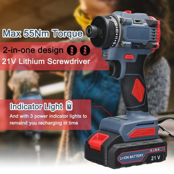 Electric screwdriver,Torque Motor Screw Driver Appliances Furniture Screw Driver 21v 55nm Torque Mewmewcat 55nm 21v 21v