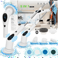 thumbnail image 1 of Electric spin scrubber, LED display shower cleaning brush with voice announcement 3 speeds 9 interchangeable cleaning heads Bathroom scrubber with adjustable and detachable long handle, 1 of 8