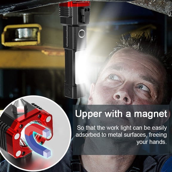 Electric torch,Safety Hammer Modes Car Waterproof With 4 Led Work Work Bank 4 Modes Car Adventure Portable Led Work Eryue Bank Waterproof Safety Papapi Hammer With Side