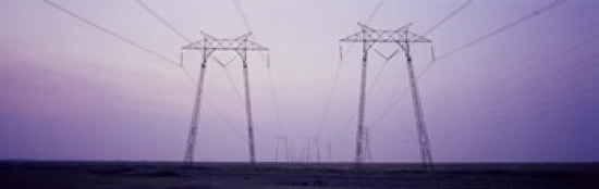 Electric towers at sunset California USA Canvas Art - Panoramic Images (36 x 12)