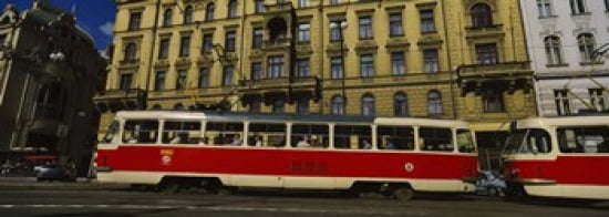 Electric train on a street Prague Czech Republic Canvas Art - Panoramic Images (36 x 13)