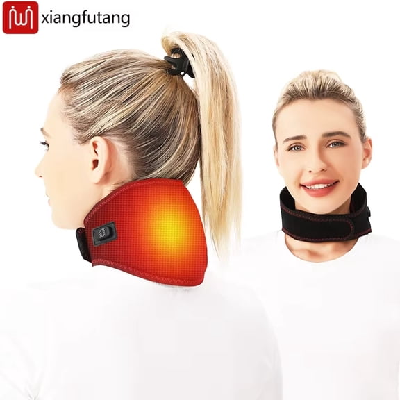 helendanny Heated Vibration Neck Massager w/ Heat, Adapter & Controller, Black