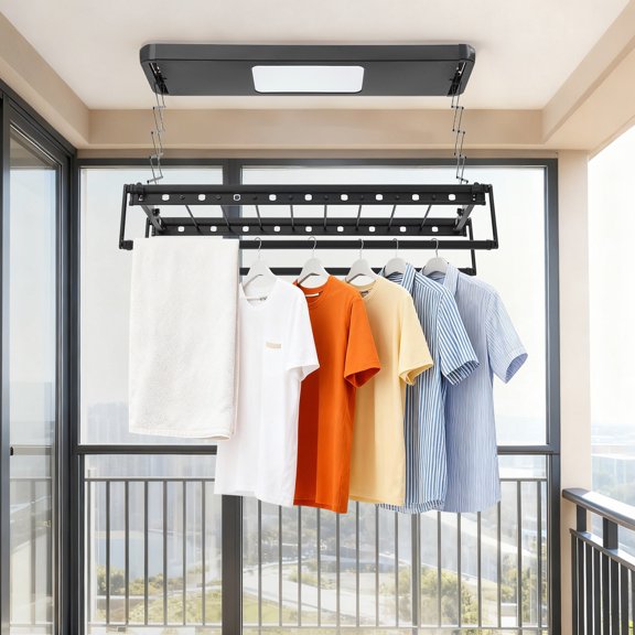 Electrical Airing Rack, Airing Rack with Remote Control, Electrical Airing Rack with Light, for Balcony, Laundry Room, Modern Home Drying Solution