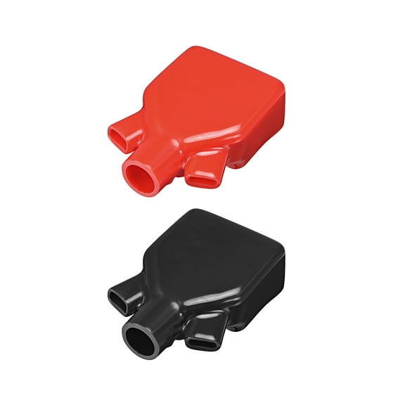 Electrical Battery Terminal Insulating Rubber Protector Cover for 16mm Cable Red Black 1 Pair