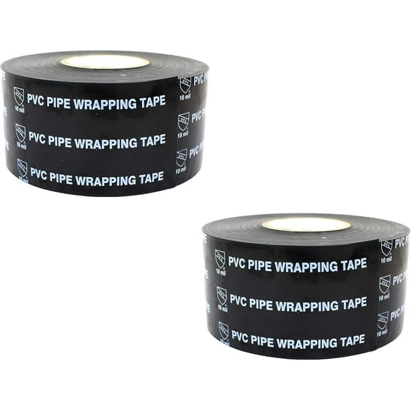 Electrical Black Tape, 2 in. X 100 FT 10 Mil, PVC Pipe Wrapping Tape, All-Weather Corrosion Protection for Steel Pipe, Fittings,Electrical Conduit, Pipe Wrap Insulation (2 Pack)