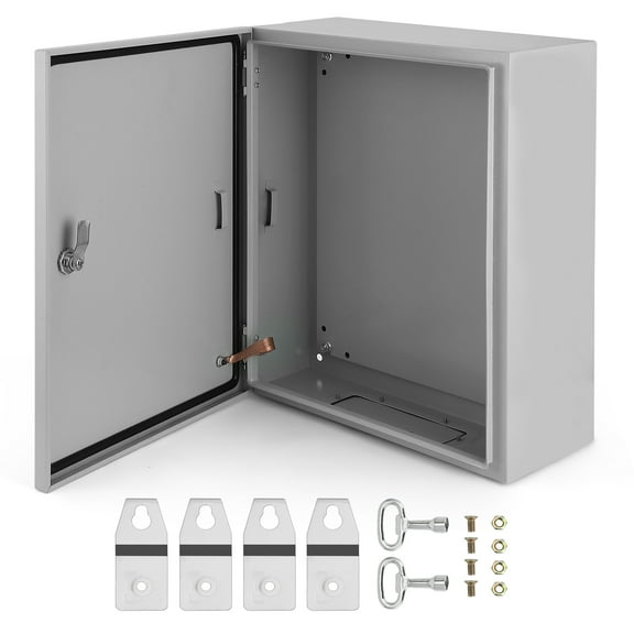 Electrical Box 20x16x10 Inch – NEMA 4X Steel Junction Enclosure, IP66 Waterproof & Dustproof, Outdoor Indoor Lockable Electrical Box with Mounting Plate