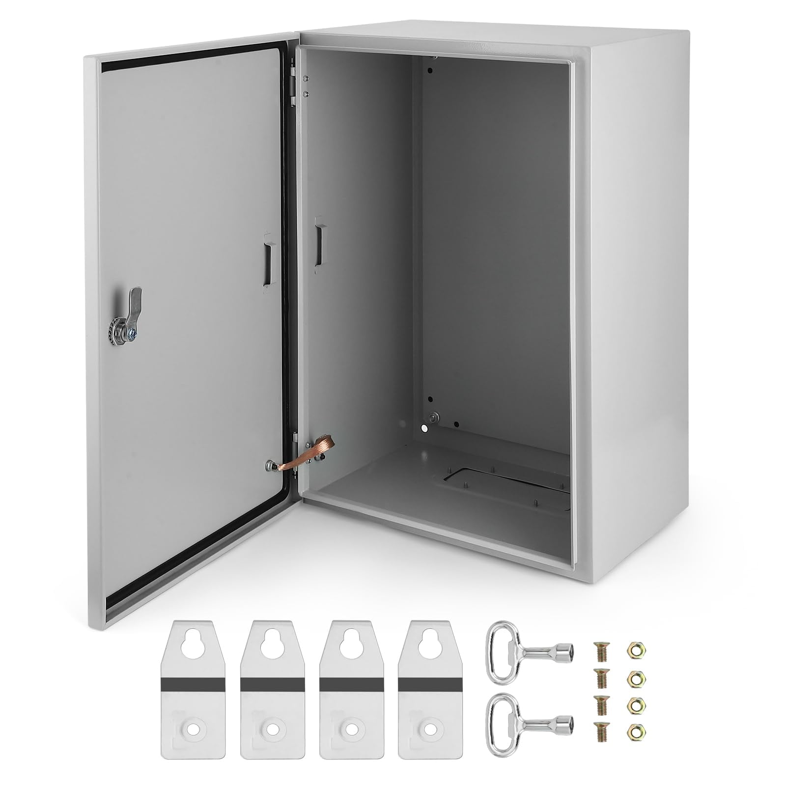 Electrical Enclosure, NEMA 4 Outdoor Enclosure, IP66 Waterproof & Dustproof Cold-Rolled Carbon Steel Hinged Junction Box for Outdoor Indoor Use