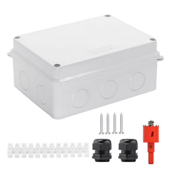 HOT Electrical Box, Outdoor Waterproof Box IP65 Junction with Reserved Holes,Project Power Cord Enclosure White