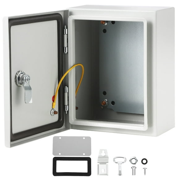 Electrical Box Waterproof IP66 NEMA 4X Outdoor 10x8x6 Inch Rustproof Steel Junction Box with Hinged Lockable Cover Mounting Plates for Indoor Weatherproof Enclosure