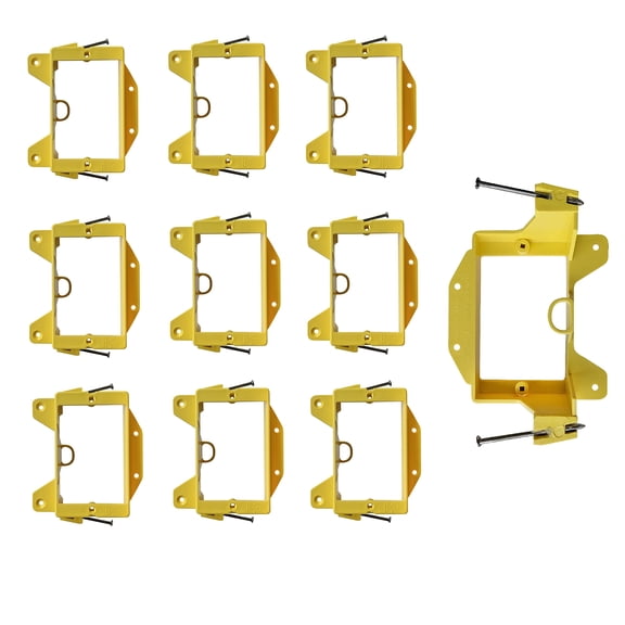 Electrical Boxes Yellow Pack of 10, 1 Gang Multipurpose Construction Drywall Outlet Cable Wall Plate Bracket