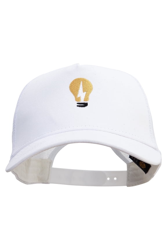 Electrical Bulb Five Panels Pro Style Trucker Mesh Cap - White OSFM