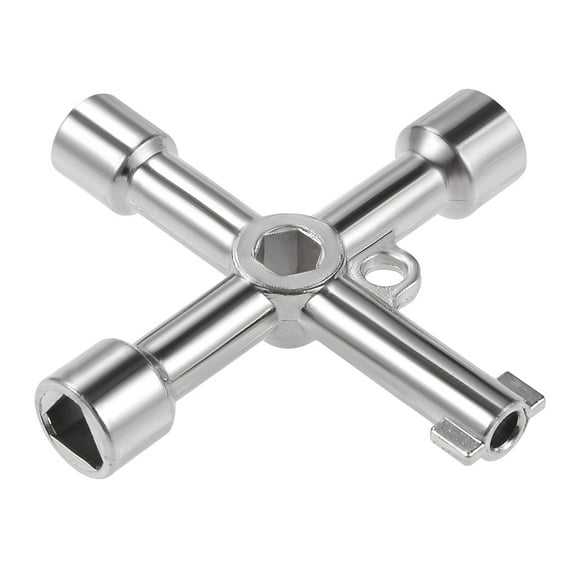 Electrical Cabinet Key, 4-Way Multi-functional Triangle/Square Water Meter Box Safety Key