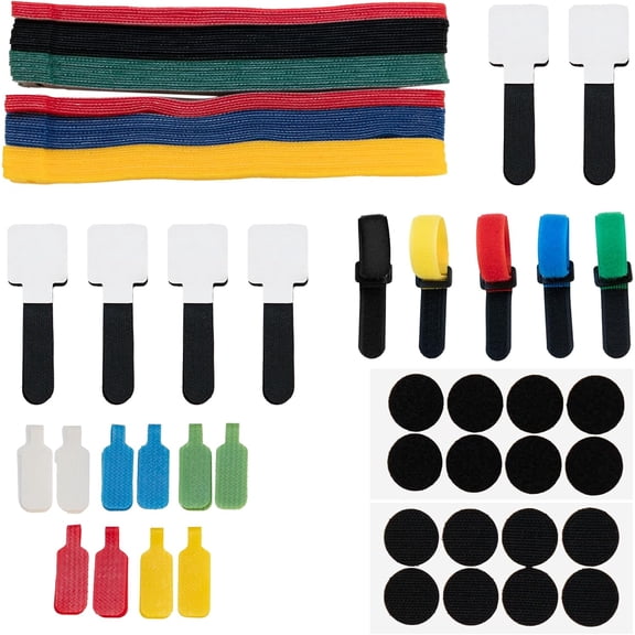 135Pcs Cable Management Kit - Reusable Cord Ties, Self-Adhesive Cable Straps, Cord Labels & Cinch Straps | All-in-One Cord Organizer for Desk, Home Office, Electronics