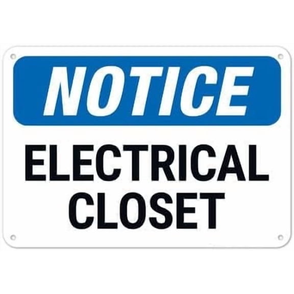 Electrical Closet OSHA Sign Signs, Facility Signs Metal Sign NO.27652 Metal Tin Sign 8x12 Inch - Clear Warning for Home & Business Use